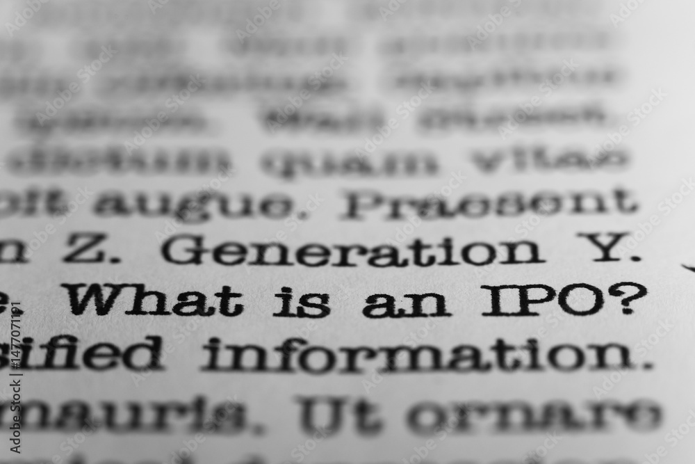Fototapete what is an ipo. text printed on a page. a piece of paper with a phrase written in retro typewriter f