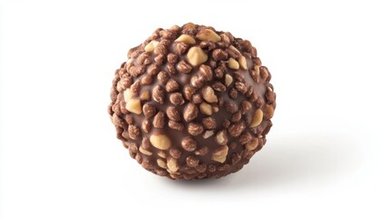 Chocolate Truffle Candy with Hazelnut Pieces on White Background Studio Shot Close Up Sweet Indulgence Dessert Treat