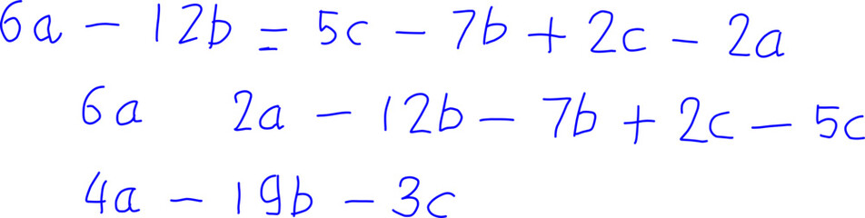 Obraz premium algebraic forms, Math problems. Algebra examples. Solving addition and subtraction of algebraic forms