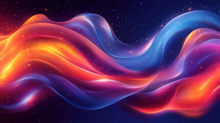 Abstract fiery blue and orange wave, dark cosmic background, digital art, website banner