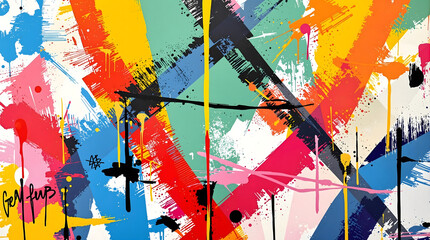 Vibrant Abstract Artwork Bold Colors and Dynamic Brushstrokes