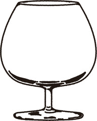 線画のブランデーグラスのイラスト