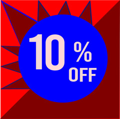 10 PERCENT DISCOUNT BANNER IN EYE-CATCHING BLUE AND RED SHADES