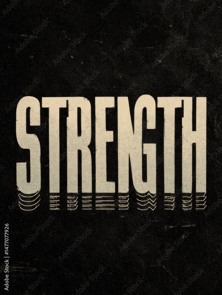 Poster Bold Typography of Strength With Muscle Texture Overlay Showcasing Power and Resilience in a Dynamic Design
