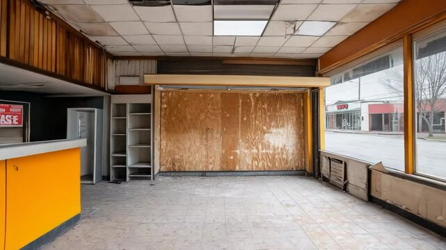 An empty commercial space with a for lease sign, showcasing potential for new ventures.