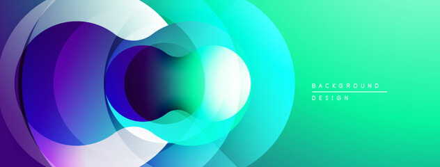 Abstract flowing shapes, vibrant colors blend. Gradient transitions create dynamic visual effect. Modern design element.
