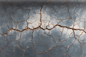Obraz premium Cracked Texture: A detailed macro photograph reveals the intricate patterns of cracks etched into a weathered surface, highlighting textures. 