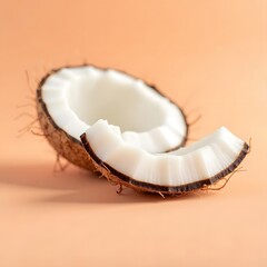 Glistening Coconut Flakes on Peach: Serene Tropical Delight