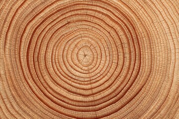 Fototapeta premium Tree Rings Texture: Close-up view of concentric tree rings, showcasing the natural patterns and textures of wood. Ideal for backgrounds or design elements.
