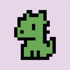 Obraz premium Retro 8-bit dragon icon on creamy lilac pixel background