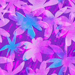Decorative pink flowers.  Seamless vector background. Design for fabrics and wallpaper.