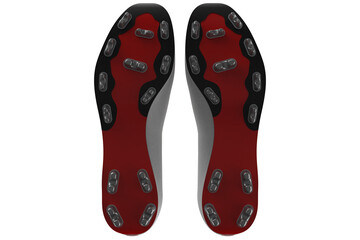 TRAIL RUNNING TRAINER SHOES SNEAKER FOOTBALL SOCCER, Pair of White Trail Running Shoes with Red Accents, Orange Laces, and Grey Socks,  Soccer Cleats with Studded Soles and Colorful Details on a PNG