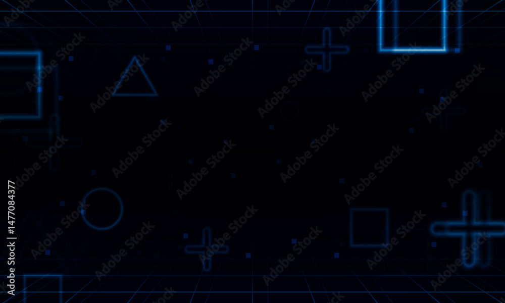 Poster abstract game loading speed light out technology and with neon triangles. hitech communication conce
