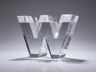 Large crystal trophy with WINNER inscription on a reflective surface, minimalistic light grey background, professional photograph style, slight above perspective - AI-Generated