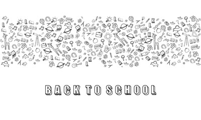 Concept of education School background chalkboard with different stuff. Welcome back to school design vector.
