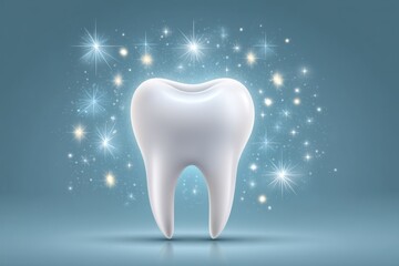 A single stylized tooth icon with sparkles representing cleanliness and dental care