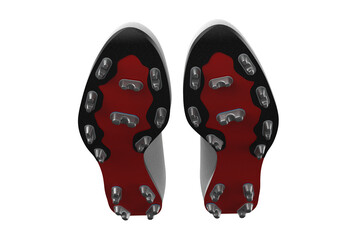 TRAIL RUNNING TRAINER SHOES SNEAKER FOOTBALL SOCCER, Pair of White Trail Running Shoes with Red Accents, Orange Laces, and Grey Socks,  Soccer Cleats with Studded Soles and Colorful Details on a PNG