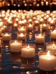 Floating Candles on Water A Serene and Reflective Image