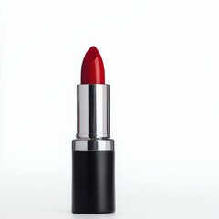 A vibrant red lipstick displayed elegantly on a clean background.