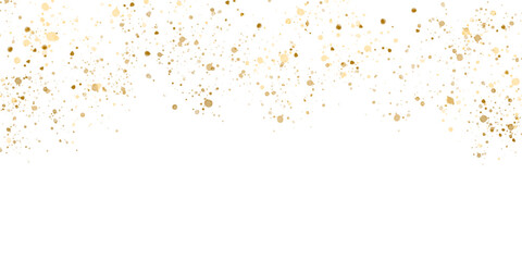 Golden glitter particles, glow border, gold sparkle shimmer isolated on transparent background	