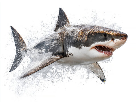 Gray shark in motion through water, bubbles in foreground, alert posture, daytime lighting, no human presence or structures - AI-Generated - Powered by Adobe