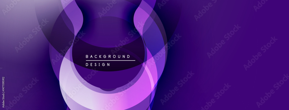 Poster Abstract purple layers create dynamic flow. Modern design emphasizes curves, gradients, visual texture. Minimalist aesthetic suits backgrounds.