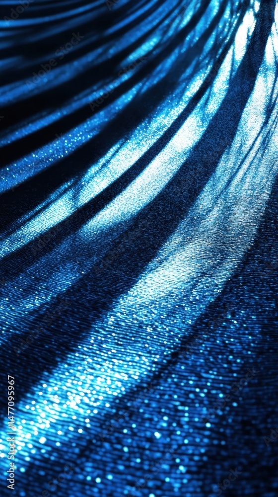 Poster abstract blue fabric texture close up shot with light and shadow play creating dynamic pattern and v