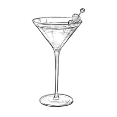 cocktail illustration manhattan cocktail vector line art hand drawn