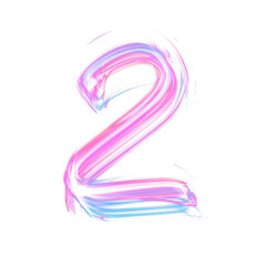 Neon Light Number 2 - Glowing Text for Urban Designs  