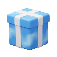 Fototapeta premium Light Blue 3D Rendered Gift Box with a White Ribbon on an Isolated Background