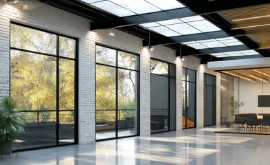 Modern Industrial Office Space with Large Windows