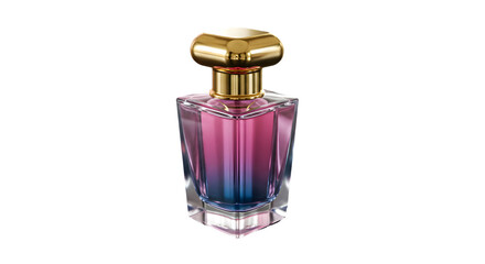 Perfume bottle with color gradient and gold cap