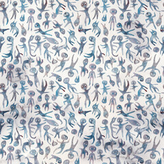 Dark Blue Gothic Anatomical Skeleton Seamless Pattern. Macabre Bone-Inspired Fantasy Design.