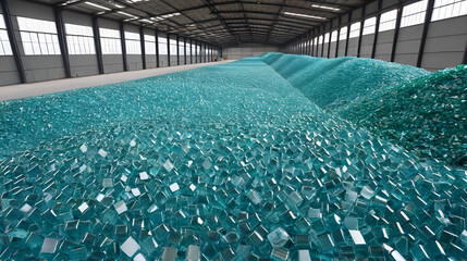Fototapeta premium Glass recycling factory, waste glass into new usable resources. Germany, ruhr area.