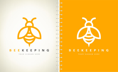 Bee logo vector. Beekeeping design. Insect illustration