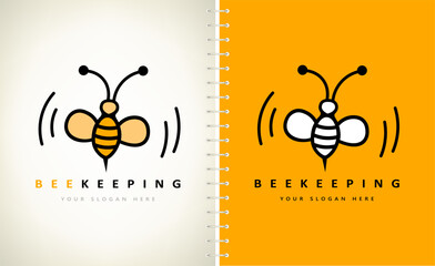 Bee logo vector. Beekeeping design. Insect illustration