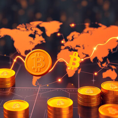 Fototapeta premium A digital currency exchange platform with blockchain technology, enabling secure, peer-to-peer cryptocurrency transactions across borders