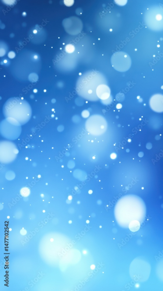 Wall mural abstract blue bokeh background with sparkling light particles soft focus vertical composition