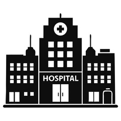 Obraz premium Simple Black Silhouette of a Modern Hospital Building