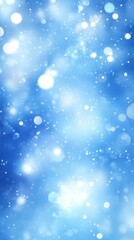 Fototapeta premium Dreamy blue background with bokeh and stars, abstract design, soft focus, vertical, studio shot, light and airy