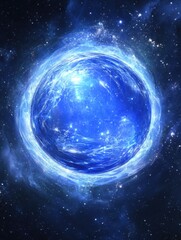 Glowing Blue Star in Deep Space Digital Art Illustration Cosmic Celestial Sphere Stellar Nebula Galaxy Universe