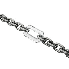 Obraz premium Strength and transparency: interconnected chains and a transparent link