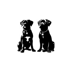 Fototapeta premium 2 black dogs vector silhouettes
