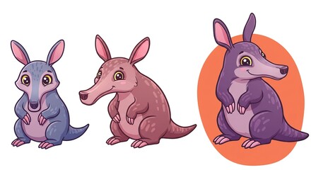 Cute Cartoon Echidnas Illustration Set for Kids