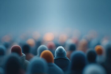 Obraz premium celebrate world population day by capturing diverse crowd in blurred background setting with plentiful copy space