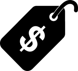 Price tag icon with dollar sign black