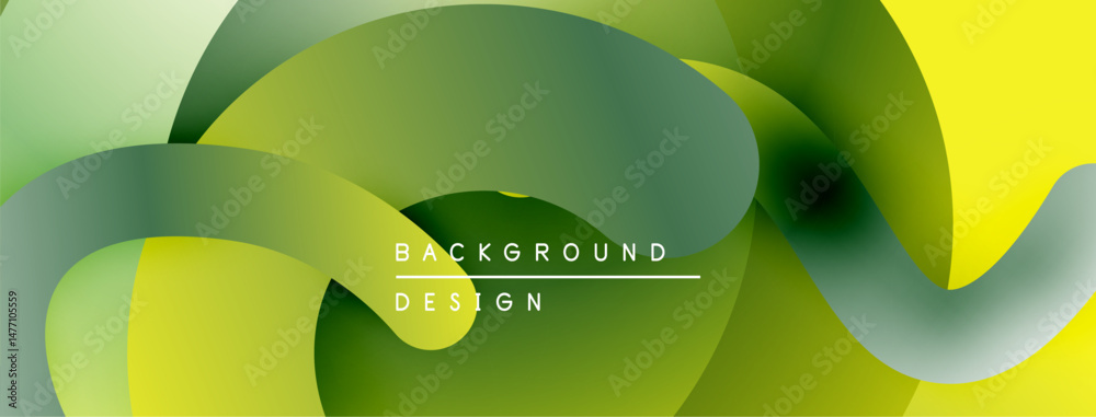 Aufkleber abstract fluid shapes overlap, creating vibrant green, yellow gradients. minimalist text reads backg