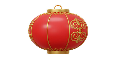 Red and gold lantern isolated on black