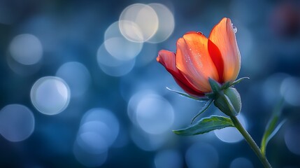 Obraz premium Stunning Dew-Kissed Orange Flower Bloom Macro Photography