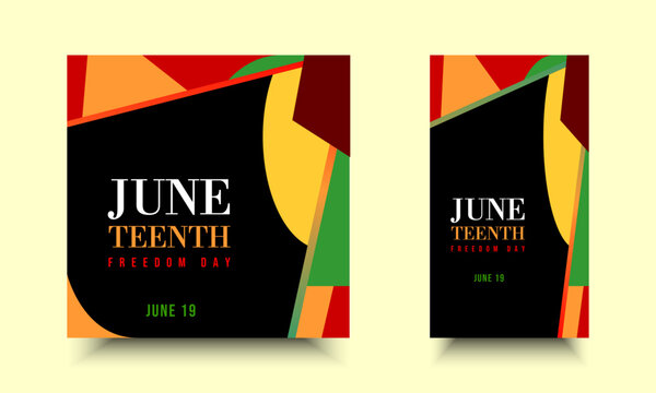 Juneteenth Freedom Day June 19. Social media design and abstract ornaments for campaigns, ads, story